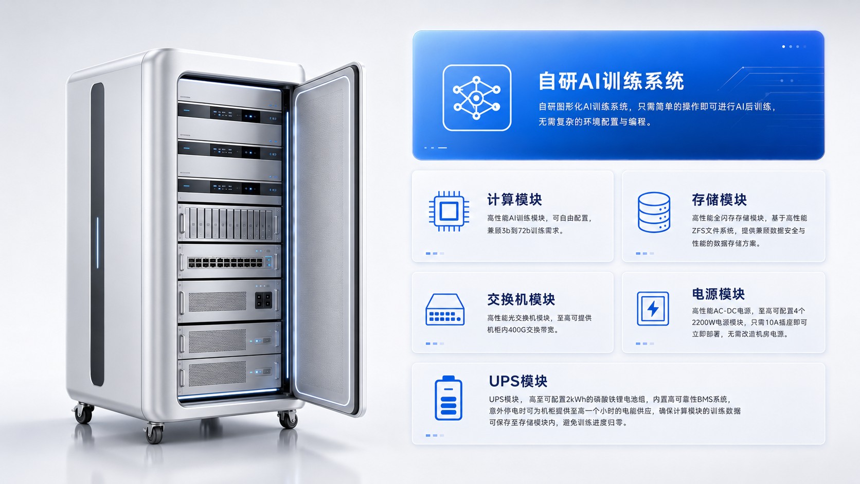 白泽玄武轻量级 AI 训练一体机柜架构示意